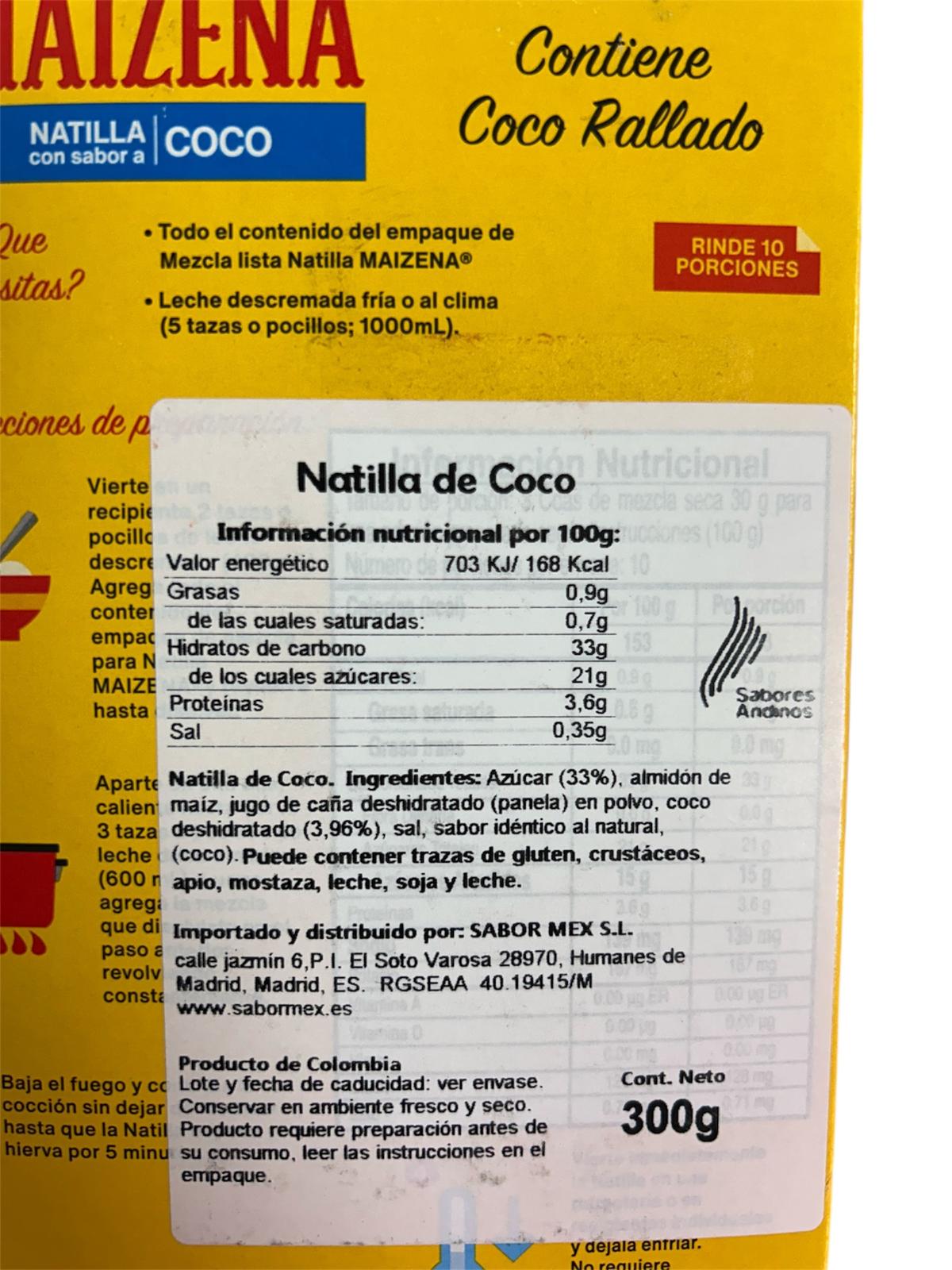 Natilla Maizena sabor a coco 300gr 4 Natilla Maizena sabor a coco 300gr - Imagen 2